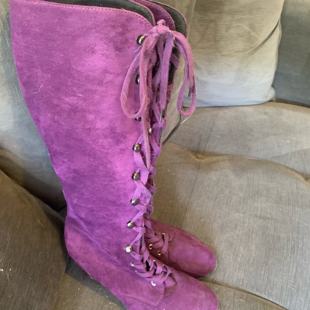 Source Unknown Purple Lace-Up Boots - image 2